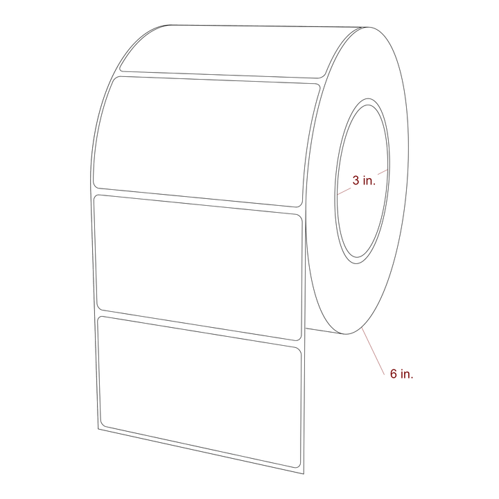 4.25 Inch x 2.25 Inch Rectangle Inkjet Label Roll - 3 Inch Core - 6 Inch Roll OD - 3D Perspective