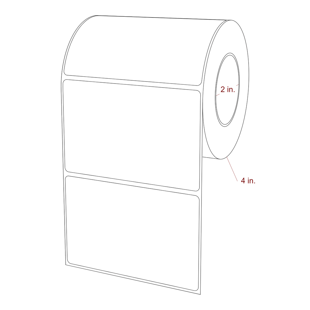 4.25 Inch x 2.75 Inch Rectangle Inkjet Label Roll - 2 Inch Core - 4 Inch Roll OD - 3D Perspective