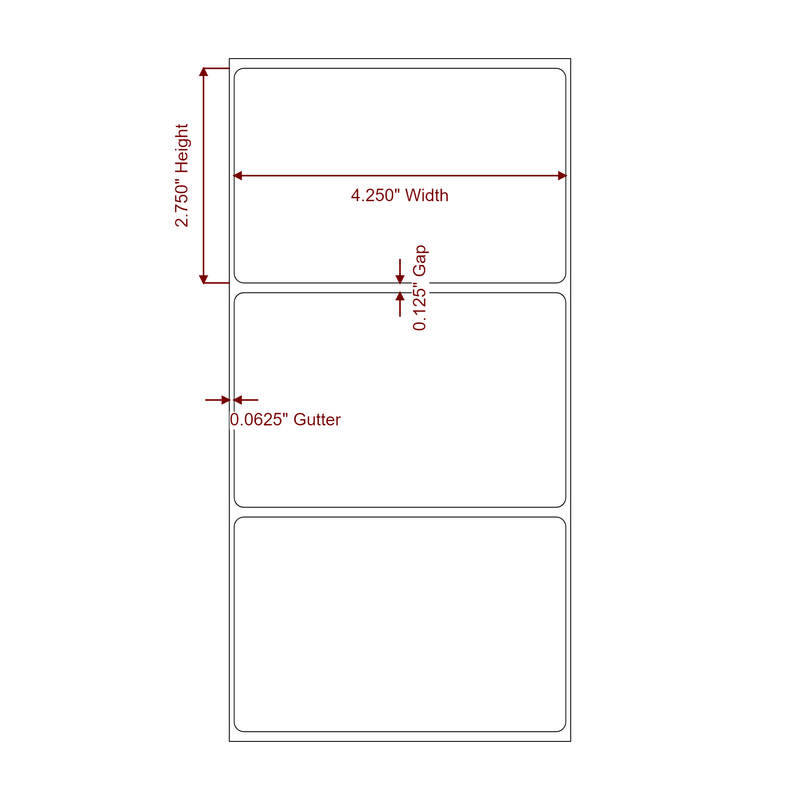 4.25" x 2.75" Inkjet Label Rolls | Fits Epson ColorWorks, VIPColor & Primera - Label Diagram
