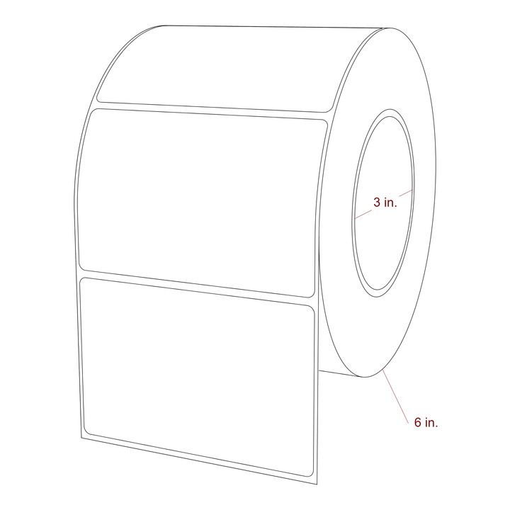 4.25 Inch x 2.75 Inch Rectangle Inkjet Label Roll - 3 Inch Core - 6 Inch Roll OD - 3D Perspective