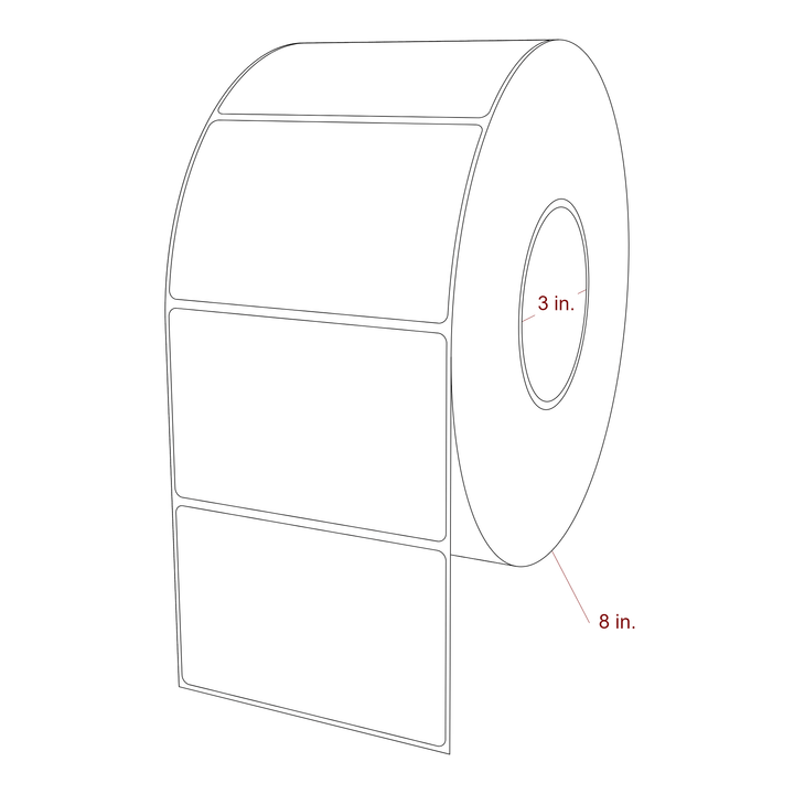 4.25 Inch x 2.75 Inch Rectangle Inkjet Label Roll - 3 Inch Core - 8 Inch Roll OD - 3D Perspective