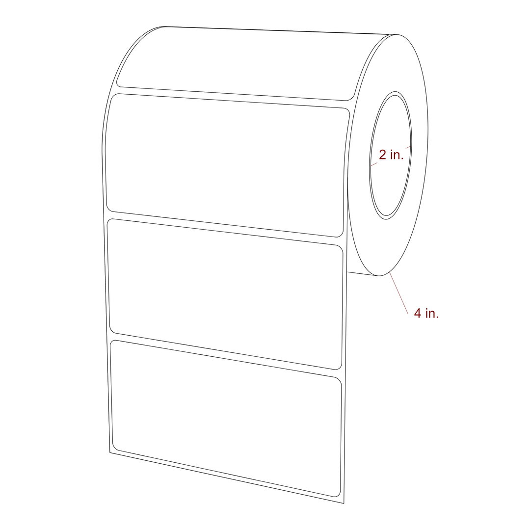 4.25 Inch x 2 Inch Rectangle Inkjet Label Roll - 2 Inch Core - 4 Inch Roll OD - 3D Perspective