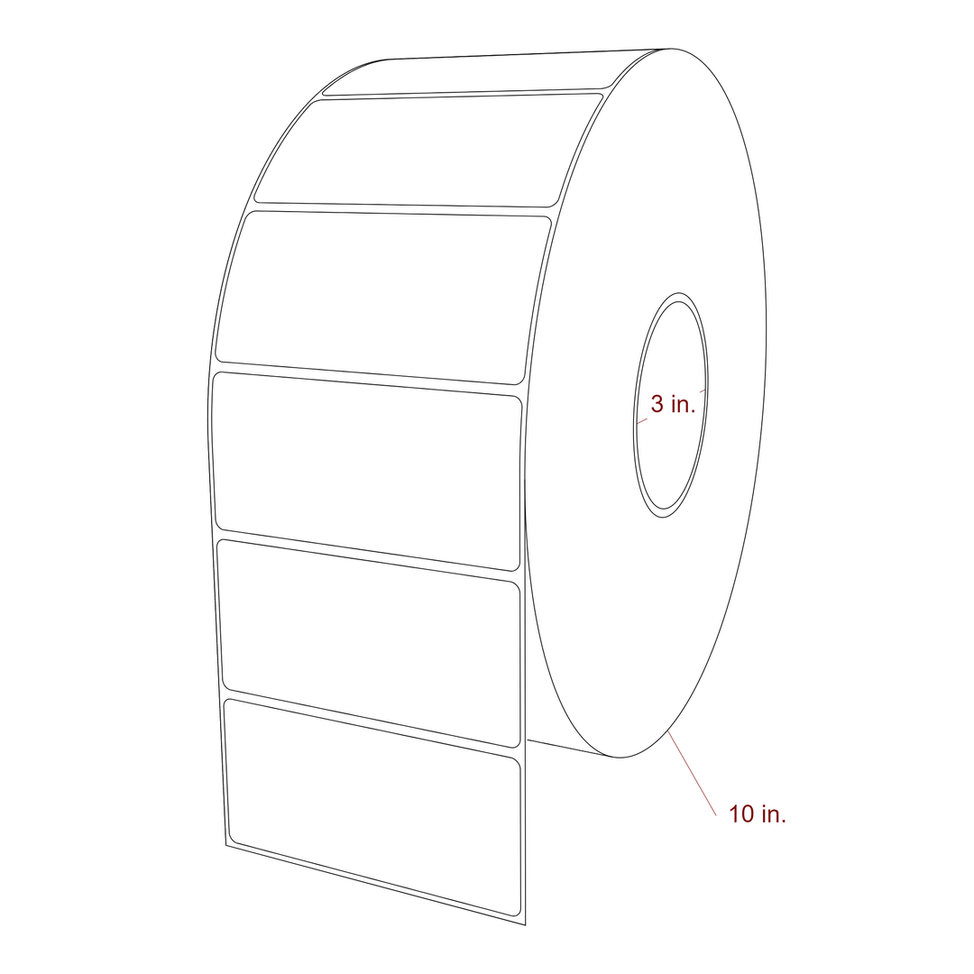 4.25 Inch x 2 Inch Rectangle Inkjet Label Roll - 3 Inch Core - 10 Inch Roll OD - 3D Perspective