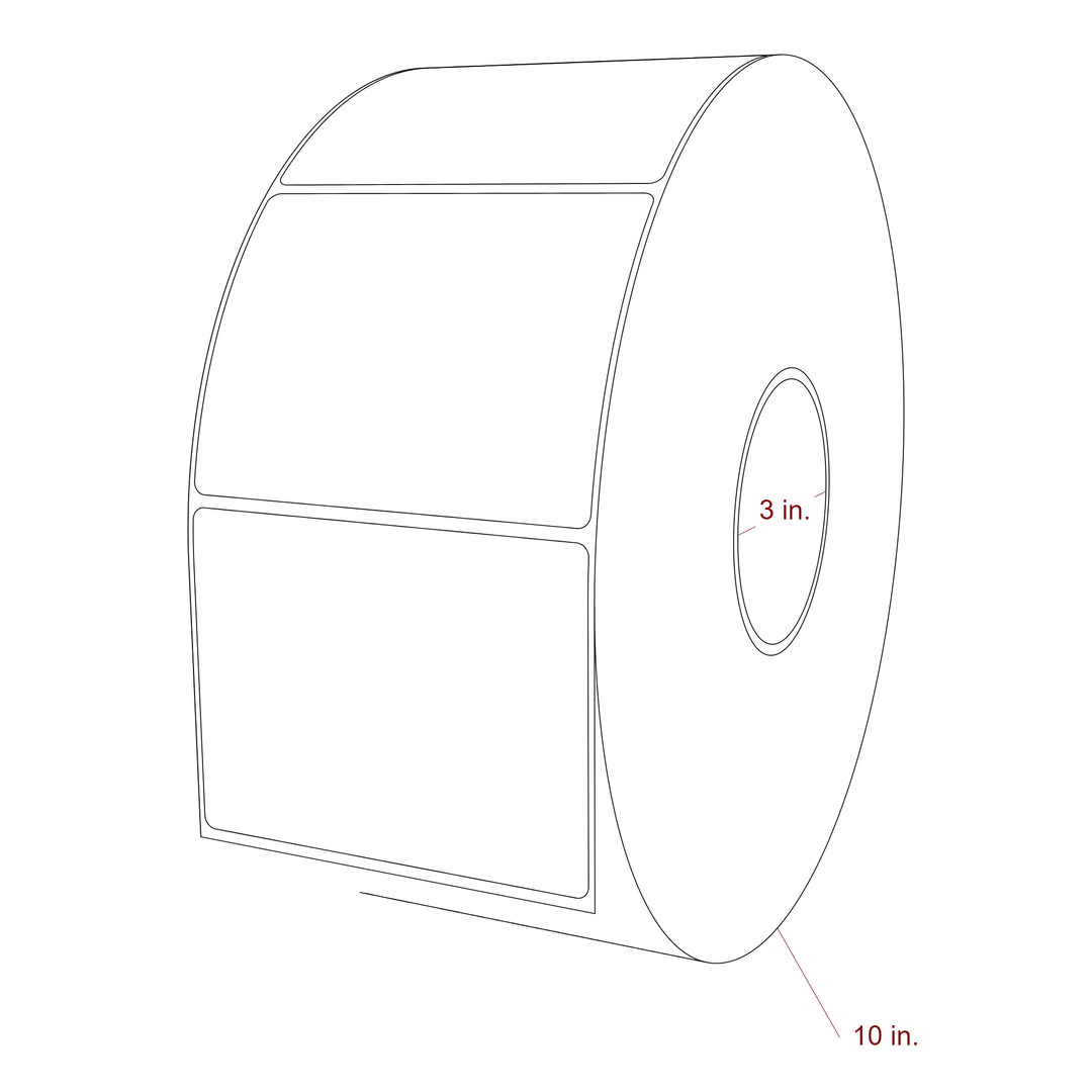 4.25 Inch x 3.25 Inch Rectangle Inkjet Label Roll - 3 Inch Core - 10 Inch Roll OD - 3D Perspective