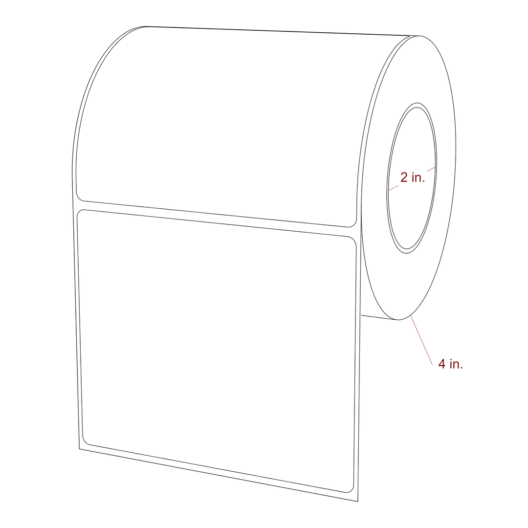 4.25 Inch x 3.5 Inch Rectangle Inkjet Label Roll - 2 Inch Core - 4 Inch Roll OD - 3D Perspective