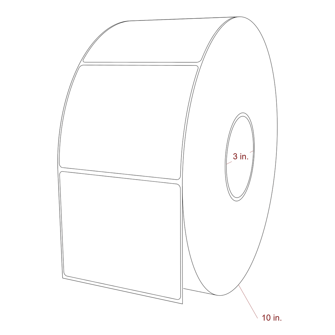 4.25 Inch x 3.5 Inch Rectangle Inkjet Label Roll - 3 Inch Core - 10 Inch Roll OD - 3D Perspective