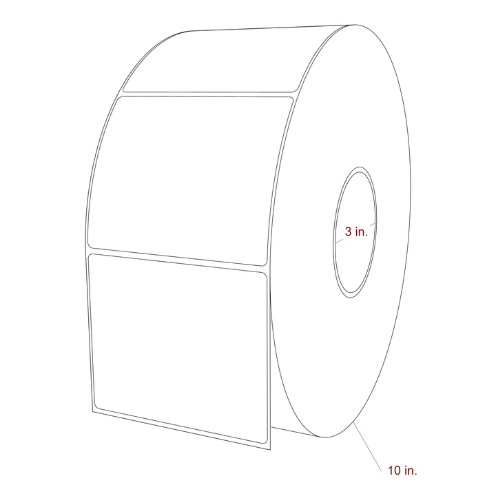 4.25 Inch x 3.5 Inch Rectangle Inkjet Label Roll - 3 Inch Core - 10 Inch Roll OD - 3D Perspective