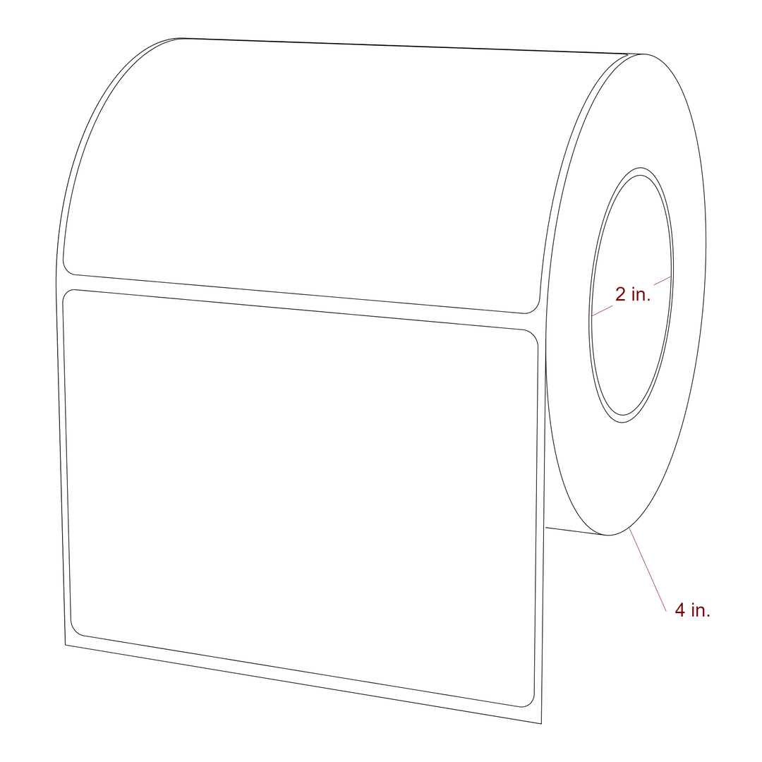 4.25 Inch x 3 Inch Rectangle Inkjet Label Roll - 2 Inch Core - 4 Inch Roll OD - 3D Perspective