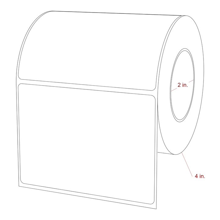 4.25 Inch x 3 Inch Rectangle Inkjet Label Roll - 2 Inch Core - 4 Inch Roll OD - 3D Perspective
