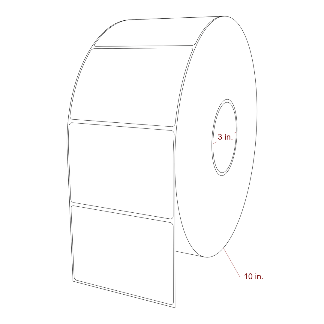 4.25 Inch x 3 Inch Rectangle Inkjet Label Roll - 3 Inch Core - 10 Inch Roll OD - 3D Perspective