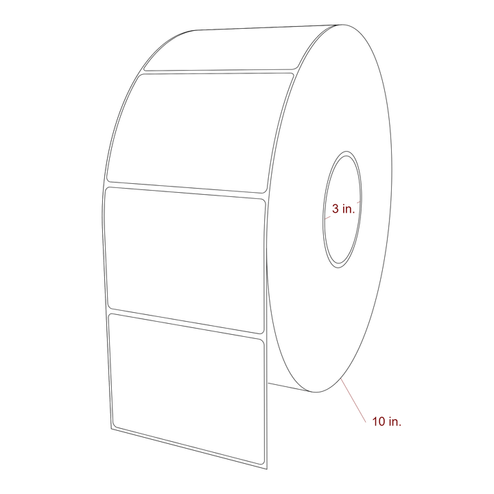 4.25 Inch x 3 Inch Rectangle Inkjet Label Roll - 3 Inch Core - 10 Inch Roll OD - 3D Perspective