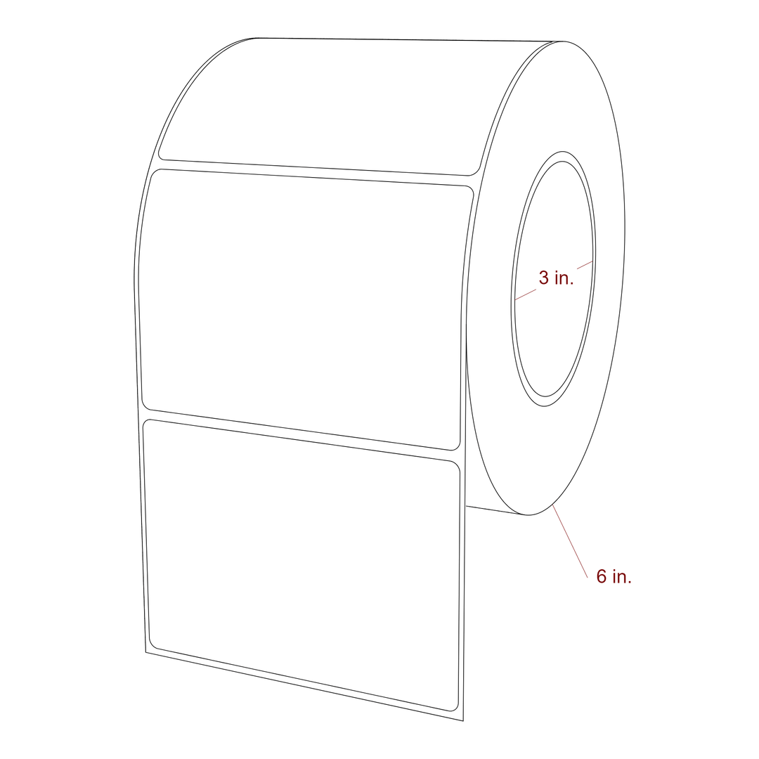 4.25 Inch x 3 Inch Rectangle Inkjet Label Roll - 3 Inch Core - 6 Inch Roll OD - 3D Perspective