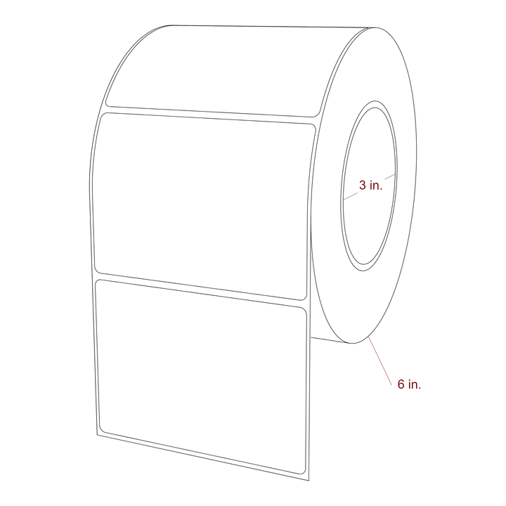 4.25 Inch x 3 Inch Rectangle Inkjet Label Roll - 3 Inch Core - 6 Inch Roll OD - 3D Perspective