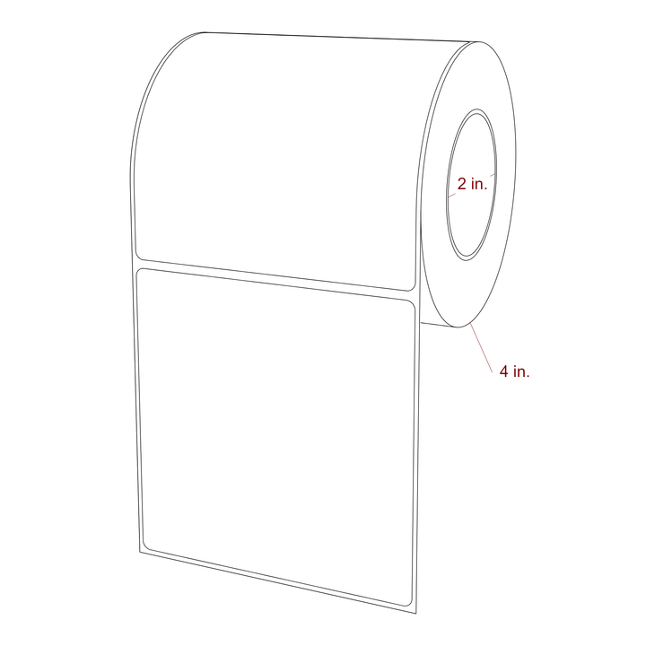 4.25 Inch x 4.25 Inch Rectangle Inkjet Label Roll - 2 Inch Core - 4 Inch Roll OD - 3D Perspective