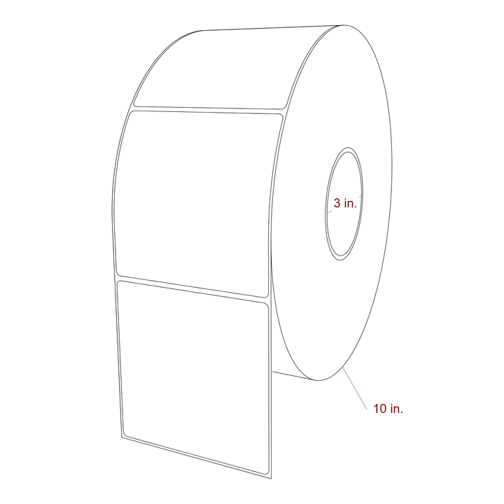 4.25 Inch x 4.25 Inch Rectangle Inkjet Label Roll - 3 Inch Core - 10 Inch Roll OD - 3D Perspective