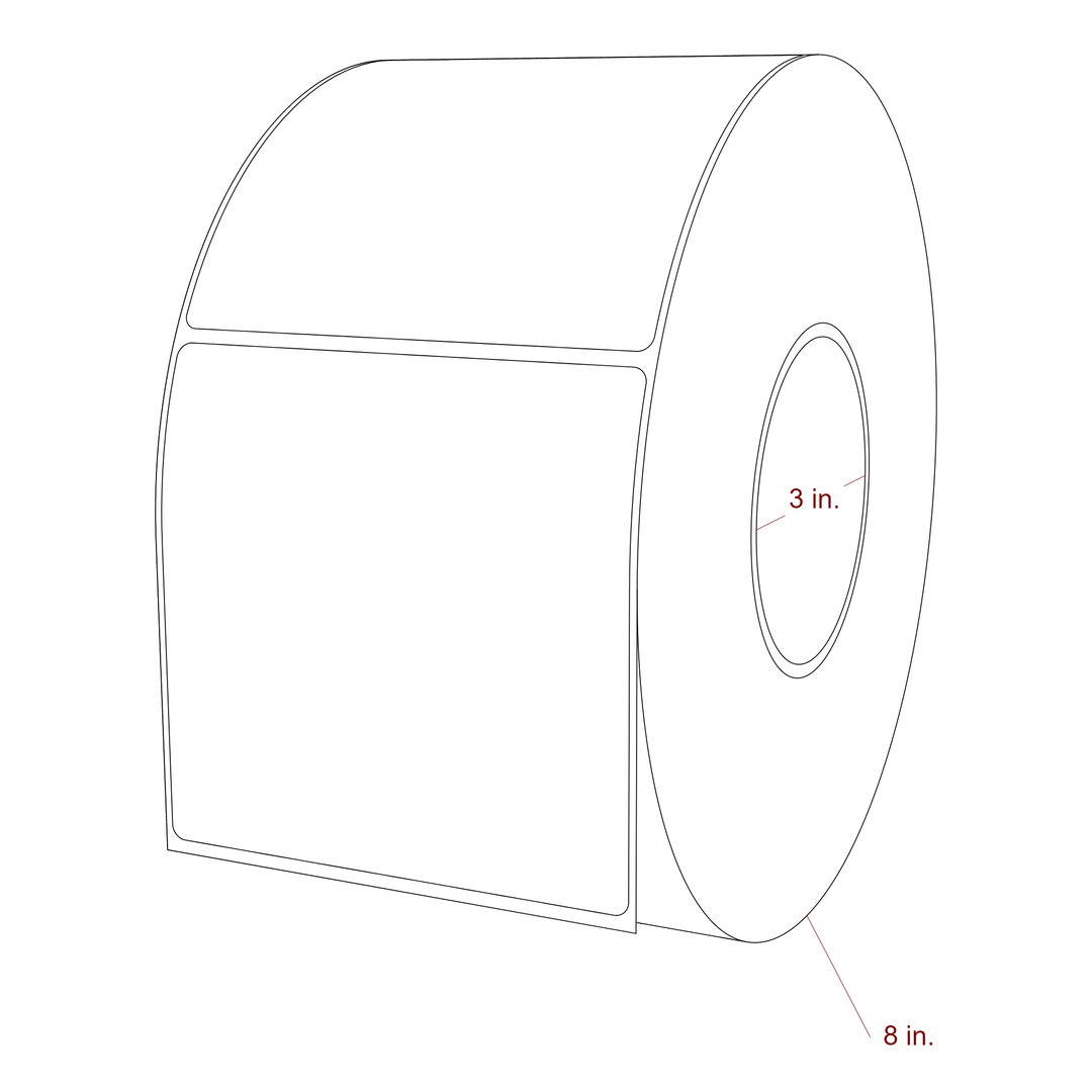 4.25 Inch x 4.25 Inch Rectangle Inkjet Label Roll - 3 Inch Core - 8 Inch Roll OD - 3D Perspective