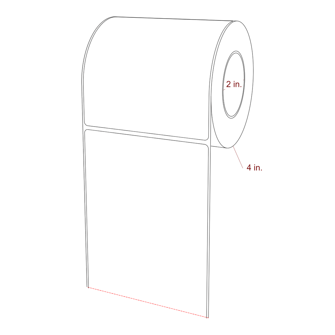 4.25 Inch x 4.5 Inch Rectangle Inkjet Label Roll - 2 Inch Core - 4 Inch Roll OD - 3D Perspective