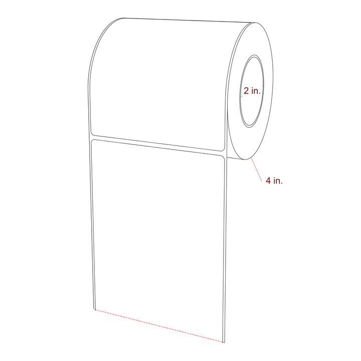 4.25 Inch x 4.5 Inch Rectangle Inkjet Label Roll - 2 Inch Core - 4 Inch Roll OD - 3D Perspective