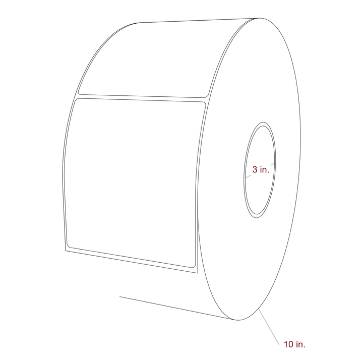 4.25 Inch x 4.5 Inch Rectangle Inkjet Label Roll - 3 Inch Core - 10 Inch Roll OD - 3D Perspective