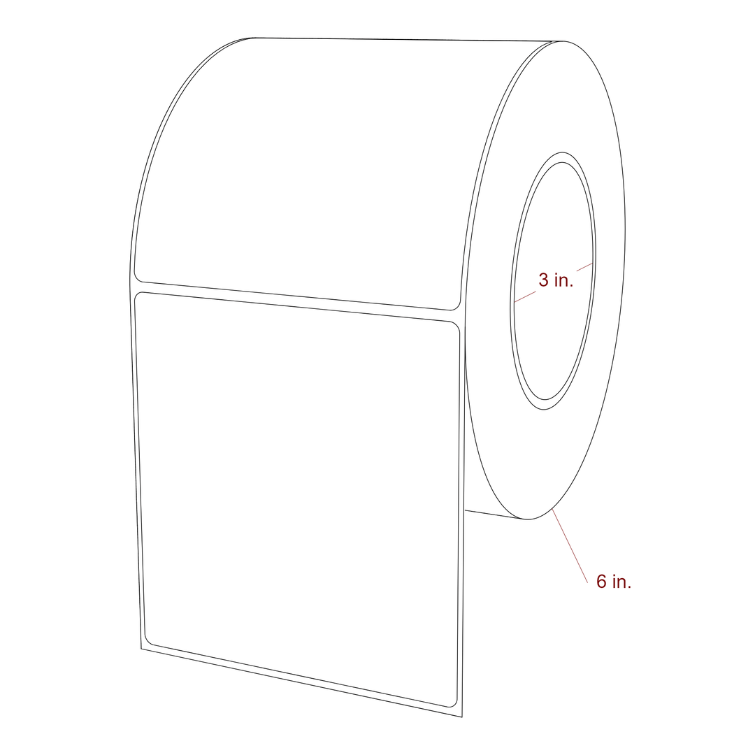4.25 Inch x 4.5 Inch Rectangle Inkjet Label Roll - 3 Inch Core - 6 Inch Roll OD - 3D Perspective