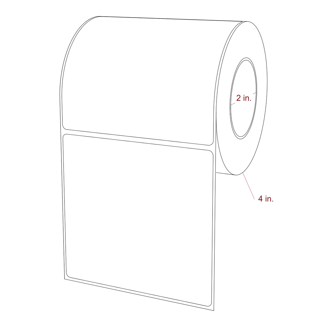 4.25 Inch x 4 Inch Rectangle Inkjet Label Roll - 2 Inch Core - 4 Inch Roll OD - 3D Perspective