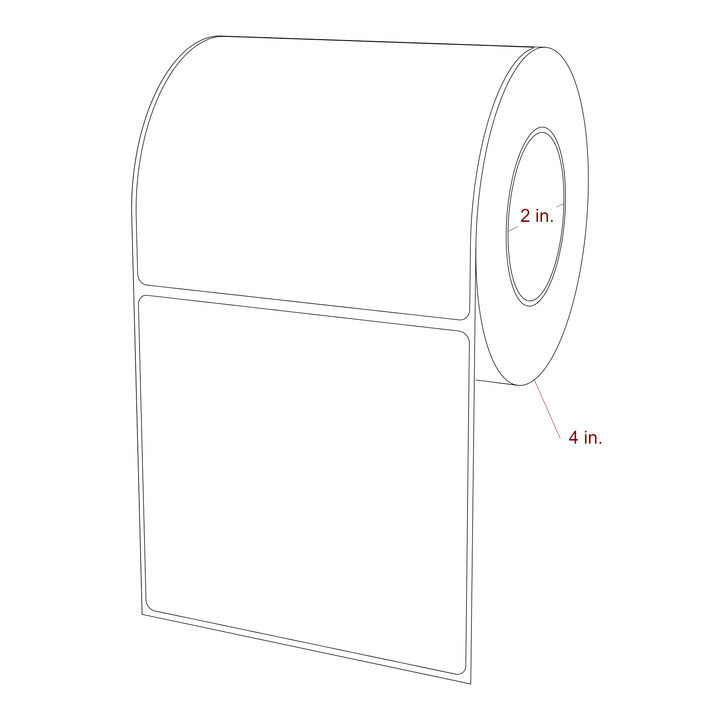 4.25 Inch x 4 Inch Rectangle Inkjet Label Roll - 2 Inch Core - 4 Inch Roll OD - 3D Perspective