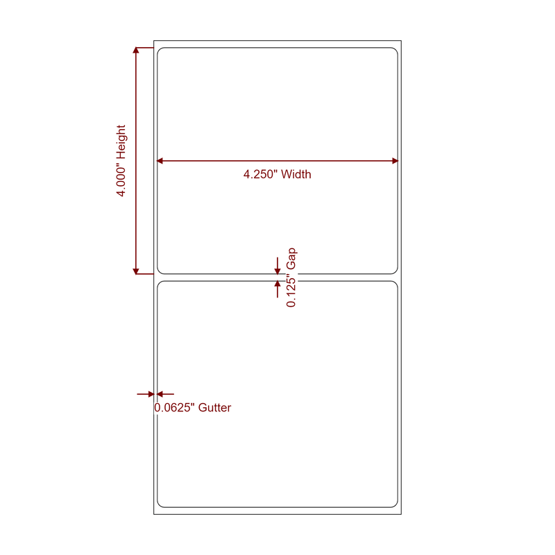 4.25" x 4" Inkjet Label Rolls | Fits Epson ColorWorks, VIPColor & Primera - Label Diagram