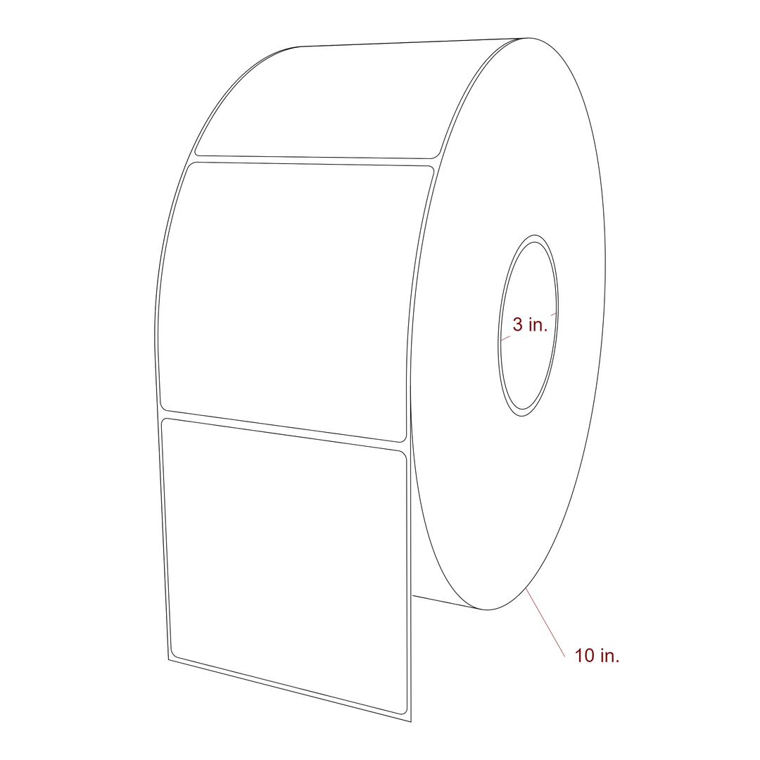 4.25 Inch x 4 Inch Rectangle Inkjet Label Roll - 3 Inch Core - 10 Inch Roll OD - 3D Perspective