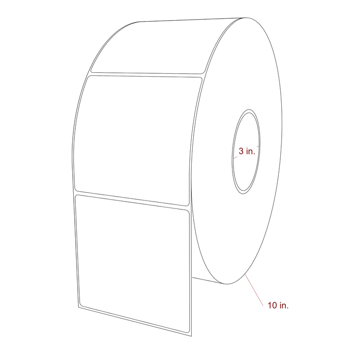 4.25 Inch x 4 Inch Rectangle Inkjet Label Roll - 3 Inch Core - 10 Inch Roll OD - 3D Perspective