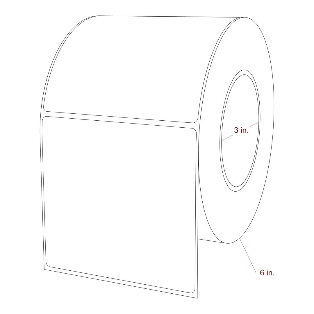 4.25 Inch x 4 Inch Rectangle Inkjet Label Roll - 3 Inch Core - 6 Inch Roll OD - 3D Perspective
