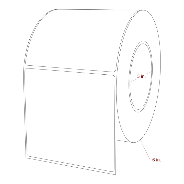 4.25 Inch x 4 Inch Rectangle Inkjet Label Roll - 3 Inch Core - 6 Inch Roll OD - 3D Perspective