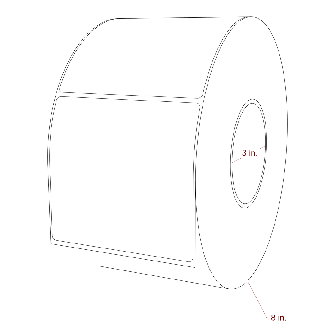 4.25 Inch x 4 Inch Rectangle Inkjet Label Roll - 3 Inch Core - 8 Inch Roll OD - 3D Perspective