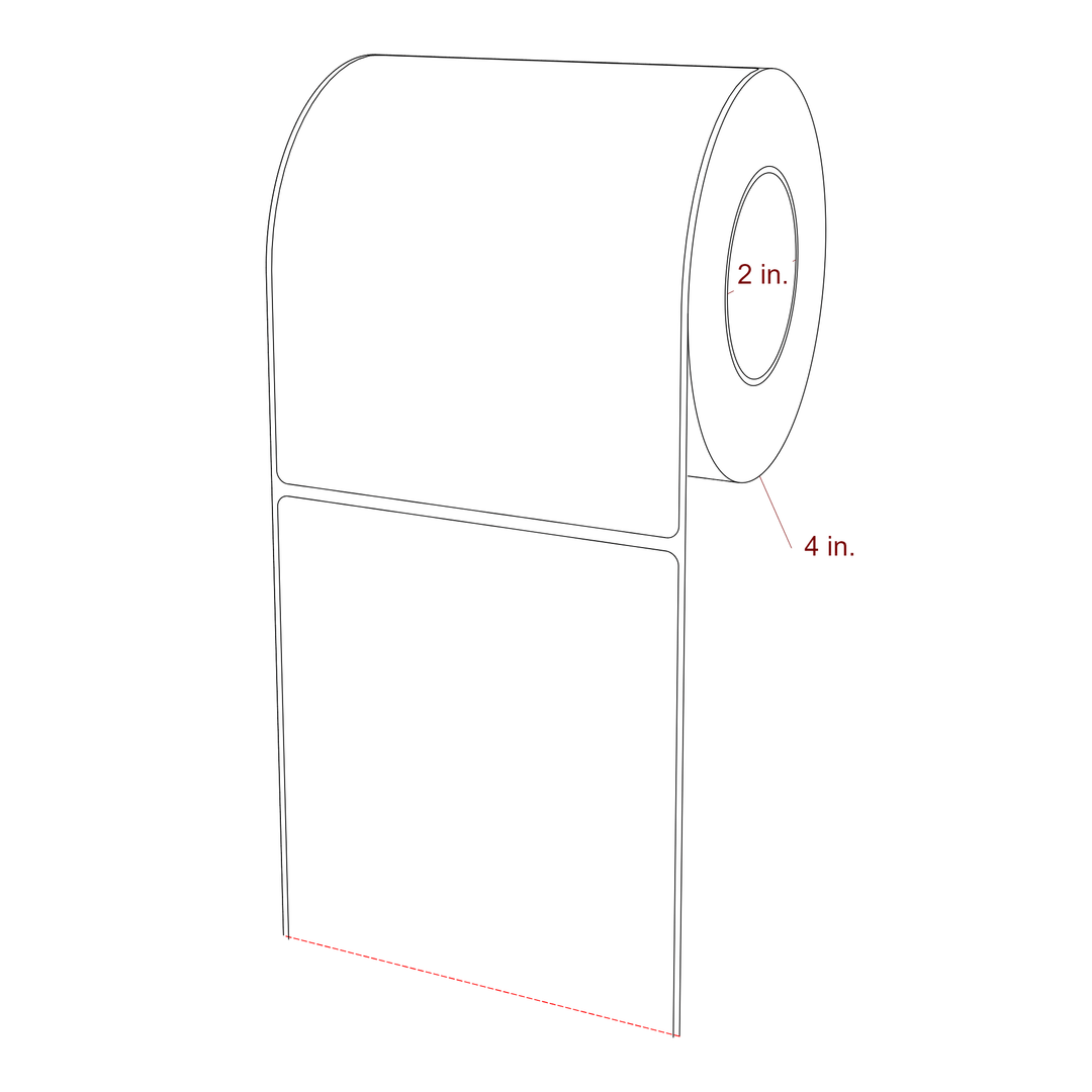 4.25 Inch x 5.25 Inch Rectangle Inkjet Label Roll - 2 Inch Core - 4 Inch Roll OD - 3D Perspective