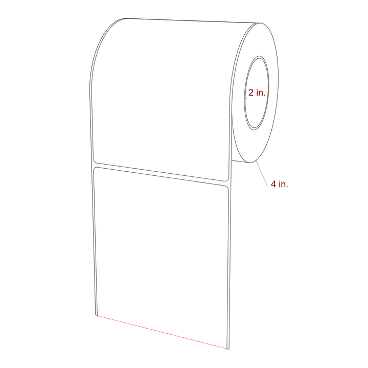 4.25 Inch x 5.25 Inch Rectangle Inkjet Label Roll - 2 Inch Core - 4 Inch Roll OD - 3D Perspective