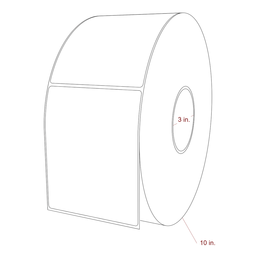 4.25 Inch x 5.25 Inch Rectangle Inkjet Label Roll - 3 Inch Core - 10 Inch Roll OD - 3D Perspective