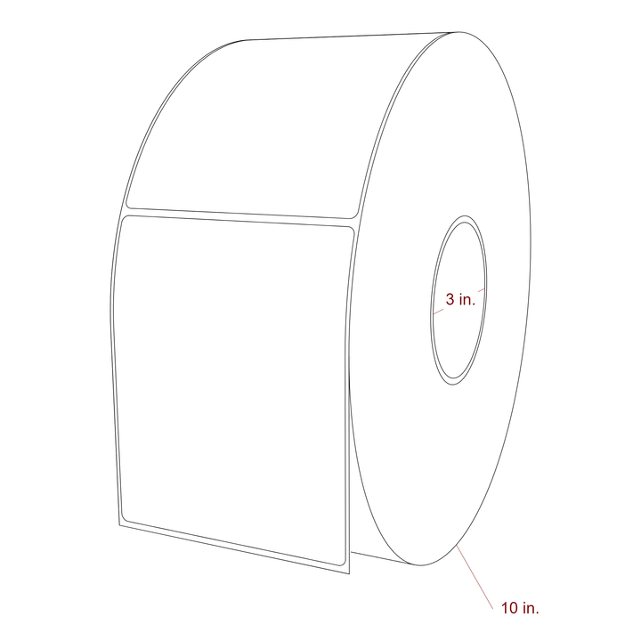 4.25 Inch x 5.25 Inch Rectangle Inkjet Label Roll - 3 Inch Core - 10 Inch Roll OD - 3D Perspective