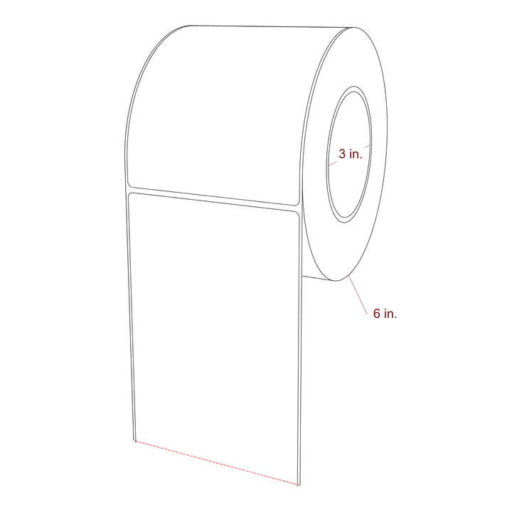 4.25 Inch x 5.25 Inch Rectangle Inkjet Label Roll - 3 Inch Core - 6 Inch Roll OD - 3D Perspective