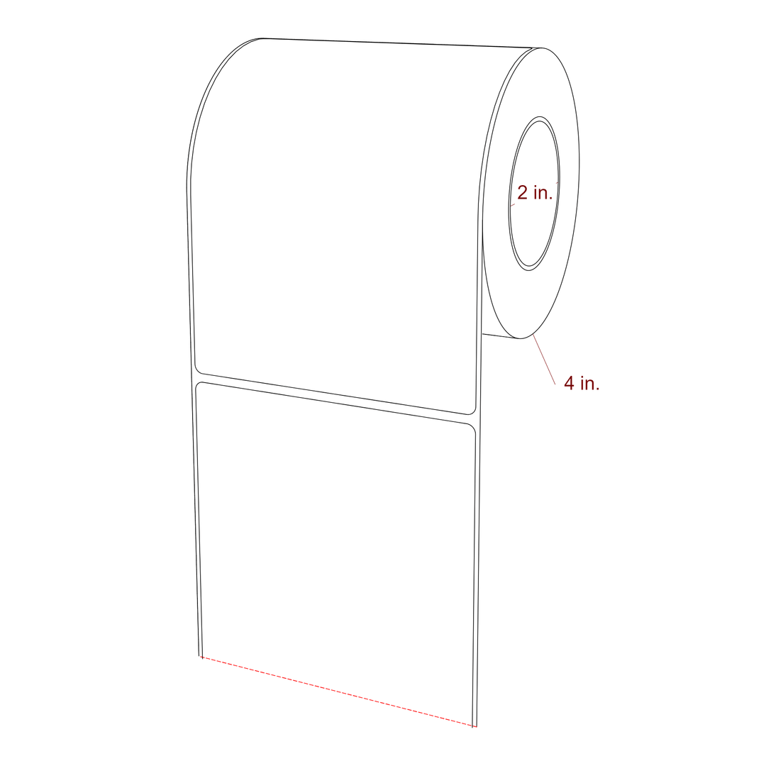 4.25 Inch x 5.75 Inch Rectangle Inkjet Label Roll - 2 Inch Core - 4 Inch Roll OD - 3D Perspective