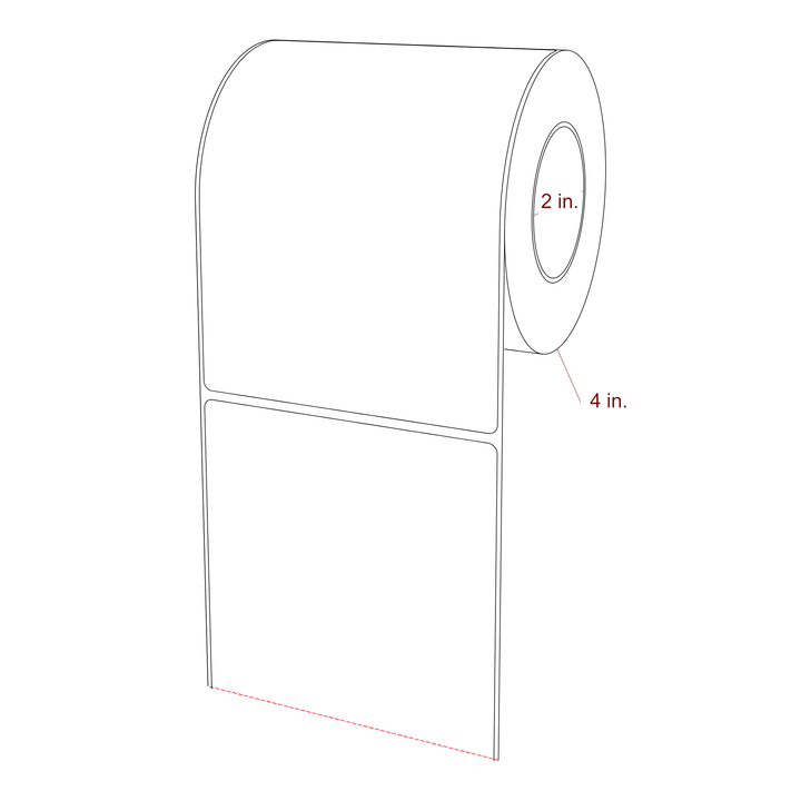 4.25 Inch x 5.75 Inch Rectangle Inkjet Label Roll - 2 Inch Core - 4 Inch Roll OD - 3D Perspective