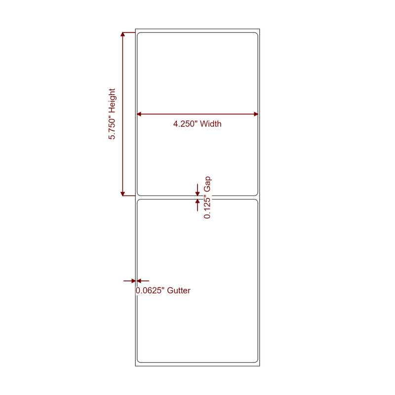 4.25" x 5.75" Inkjet Label Rolls | Fits Epson ColorWorks, VIPColor & Primera - Label Diagram