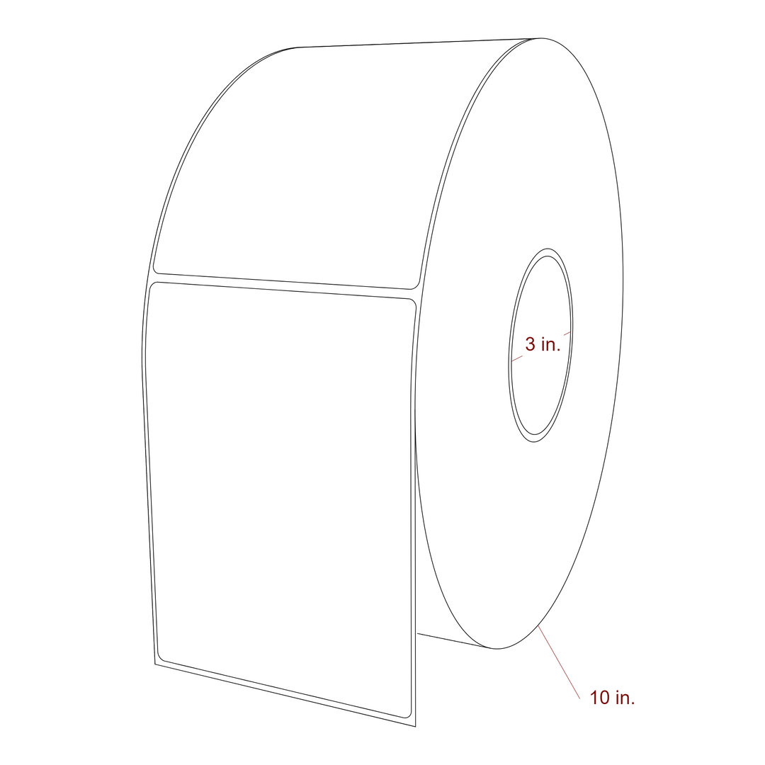 4.25 Inch x 5.75 Inch Rectangle Inkjet Label Roll - 3 Inch Core - 10 Inch Roll OD - 3D Perspective