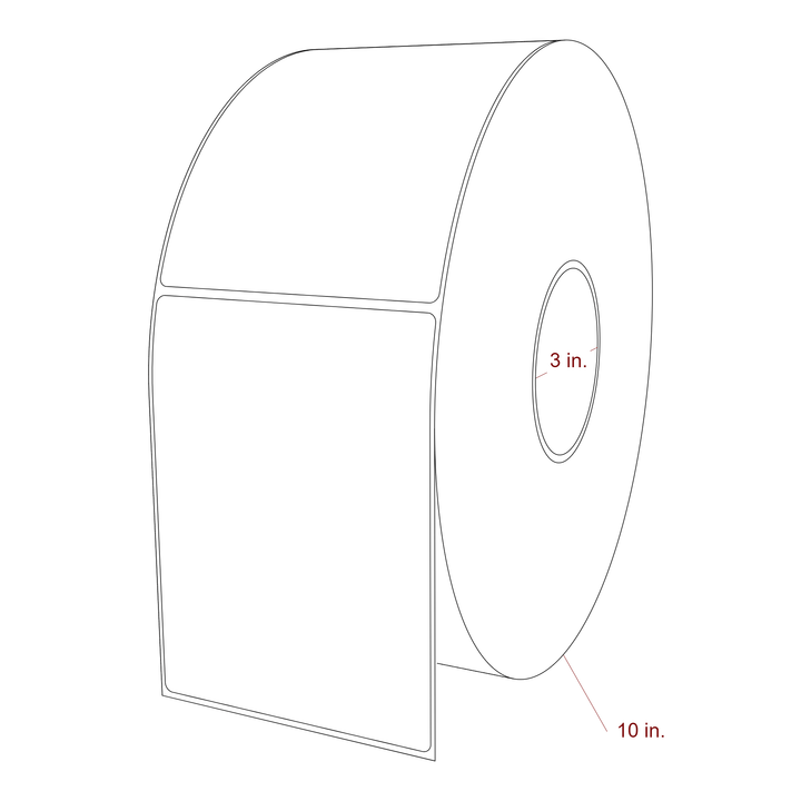 4.25 Inch x 5.75 Inch Rectangle Inkjet Label Roll - 3 Inch Core - 10 Inch Roll OD - 3D Perspective