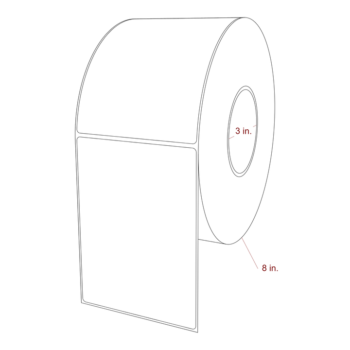 4.25 Inch x 5.75 Inch Rectangle Inkjet Label Roll - 3 Inch Core - 8 Inch Roll OD - 3D Perspective