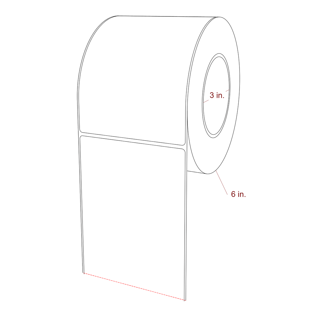 4.25 Inch x 5.875 Inch Rectangle Inkjet Label Roll - 3 Inch Core - 6 Inch Roll OD - 3D Perspective
