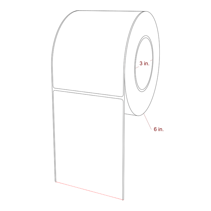 4.25 Inch x 5.875 Inch Rectangle Inkjet Label Roll - 3 Inch Core - 6 Inch Roll OD - 3D Perspective