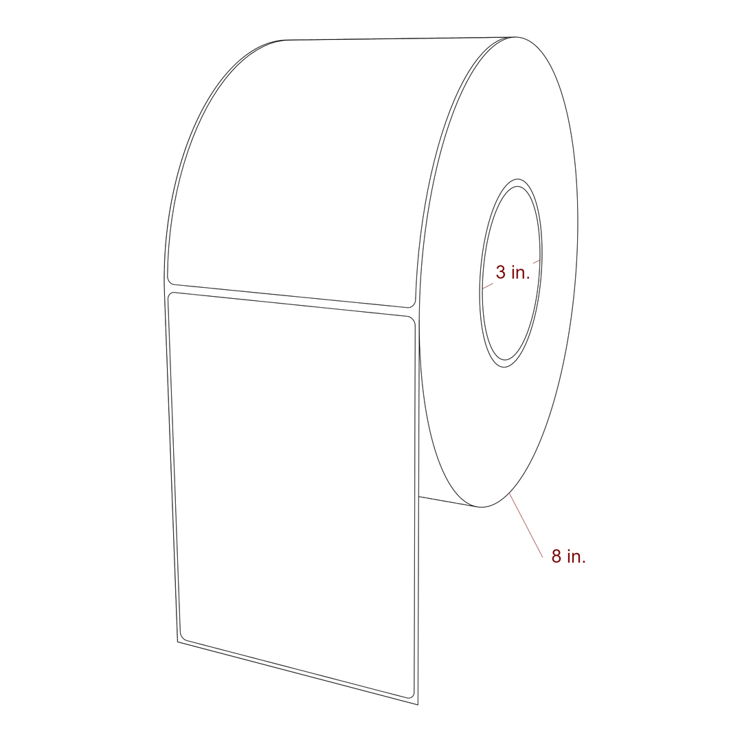 4.25 Inch x 5.875 Inch Rectangle Inkjet Label Roll - 3 Inch Core - 8 Inch Roll OD - 3D Perspective