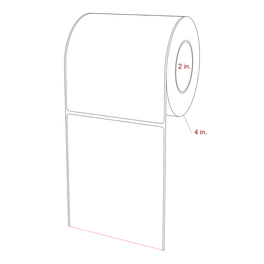 4.25 Inch x 5 Inch Rectangle Inkjet Label Roll - 2 Inch Core - 4 Inch Roll OD - 3D Perspective