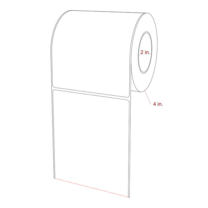 4.25 Inch x 5 Inch Rectangle Inkjet Label Roll - 2 Inch Core - 4 Inch Roll OD - 3D Perspective