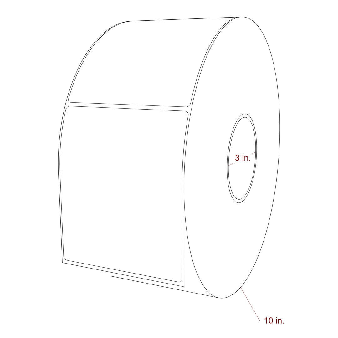 4.25 Inch x 5 Inch Rectangle Inkjet Label Roll - 3 Inch Core - 10 Inch Roll OD - 3D Perspective