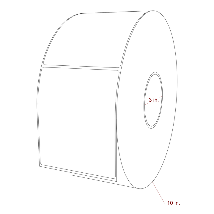4.25 Inch x 5 Inch Rectangle Inkjet Label Roll - 3 Inch Core - 10 Inch Roll OD - 3D Perspective